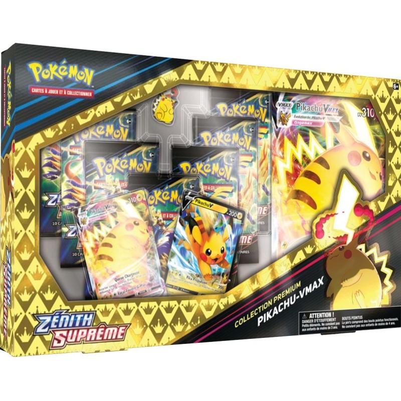 Coffret Zénith Suprême Pikachu-VMax Premium 7 boosters + Pins